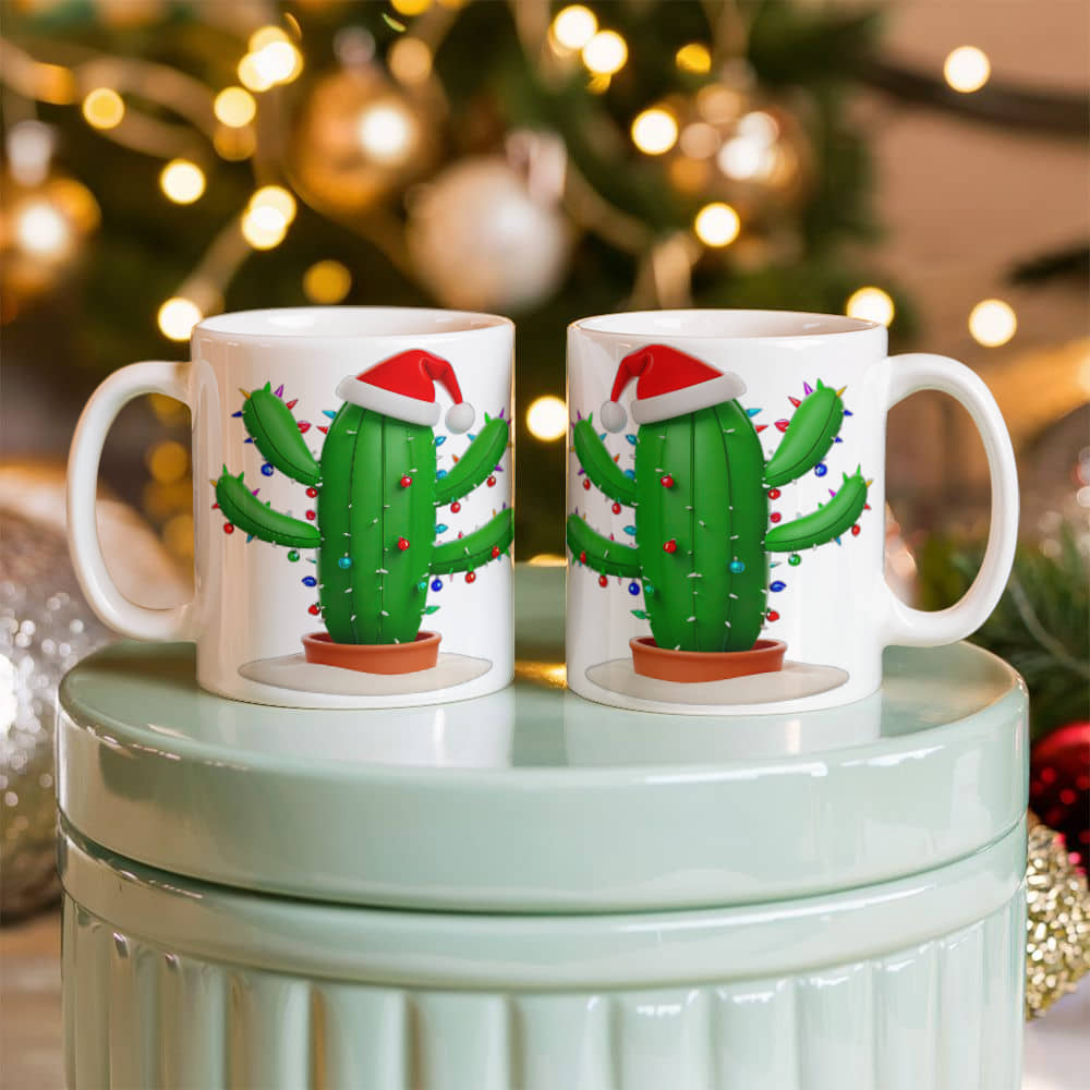 Cactus White Ceramic Mug