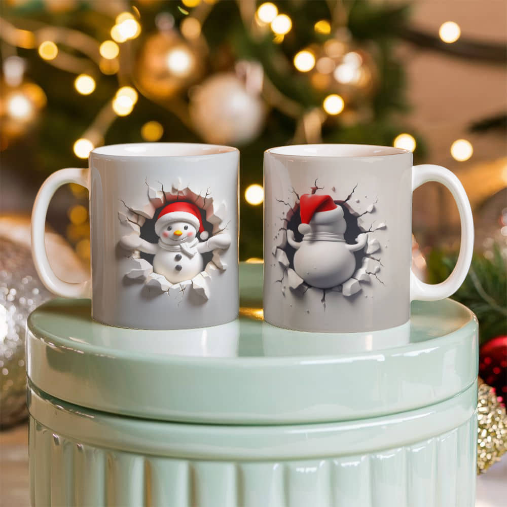 Snow man 3D White Ceramic Mug