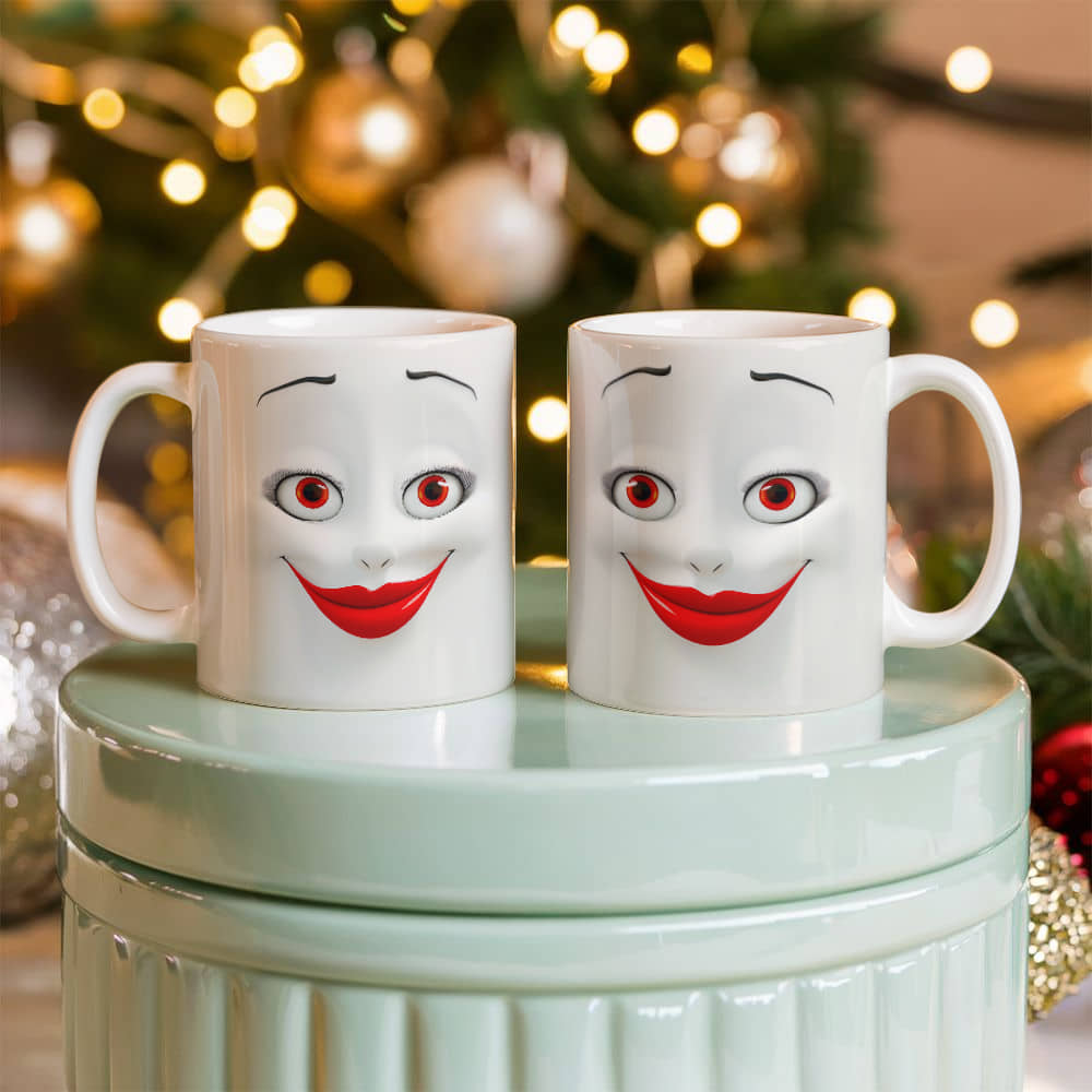 Women face 3D White Ceramic Mug