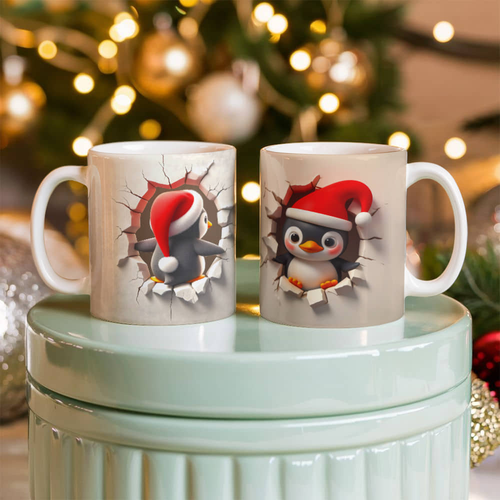 Penguins 3D White Ceramic Mug