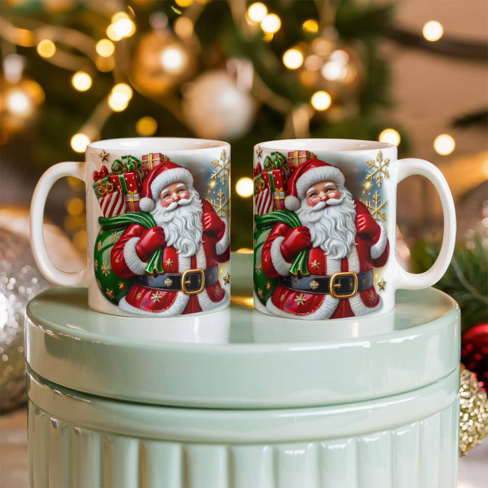 Santa Christmas White Ceramic Mug