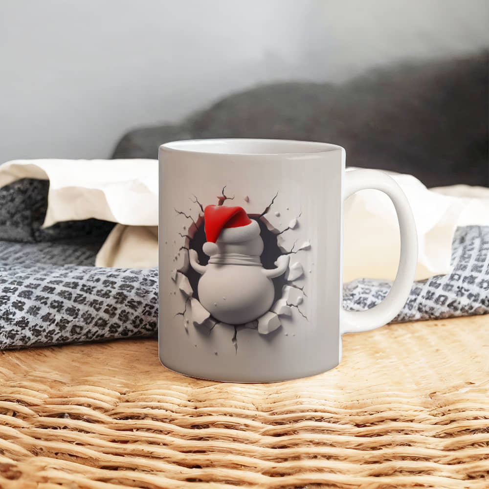 Snow man 3D White Ceramic Mug