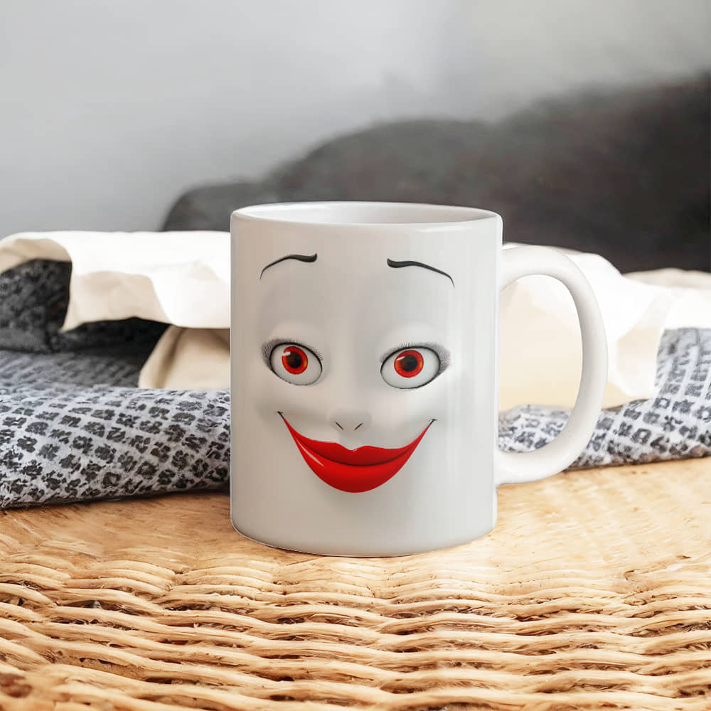 Women face 3D White Ceramic Mug