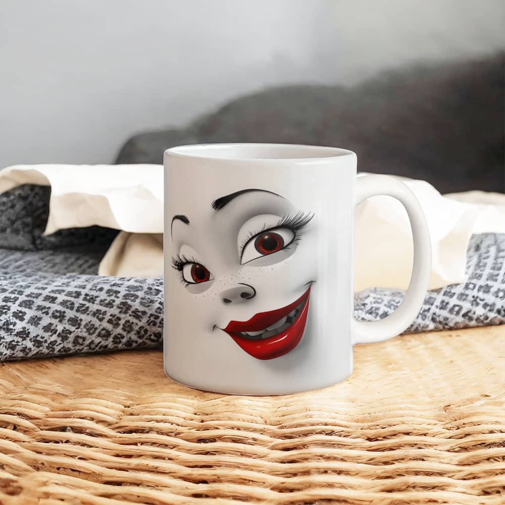 Women face 3D White Ceramic Mug