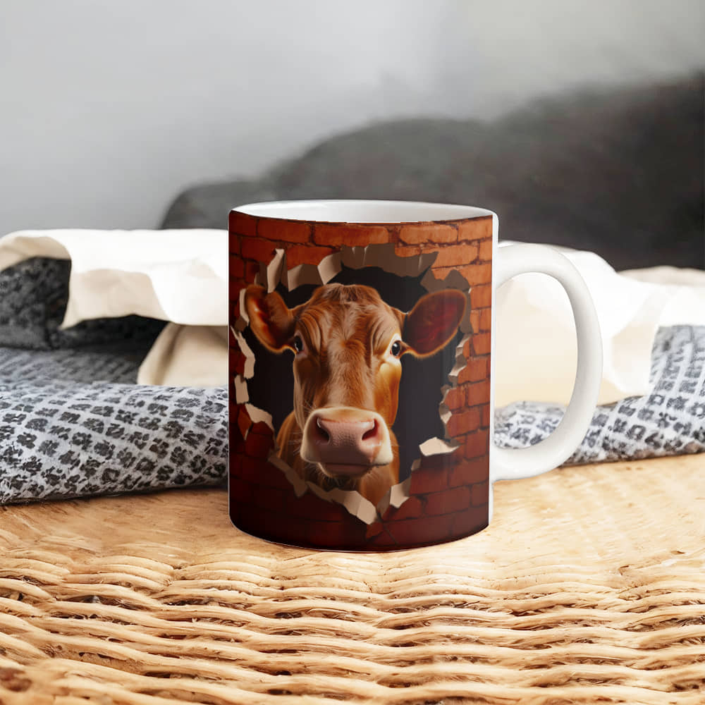 Brick Walls Funny Cow  Ceramic Mug