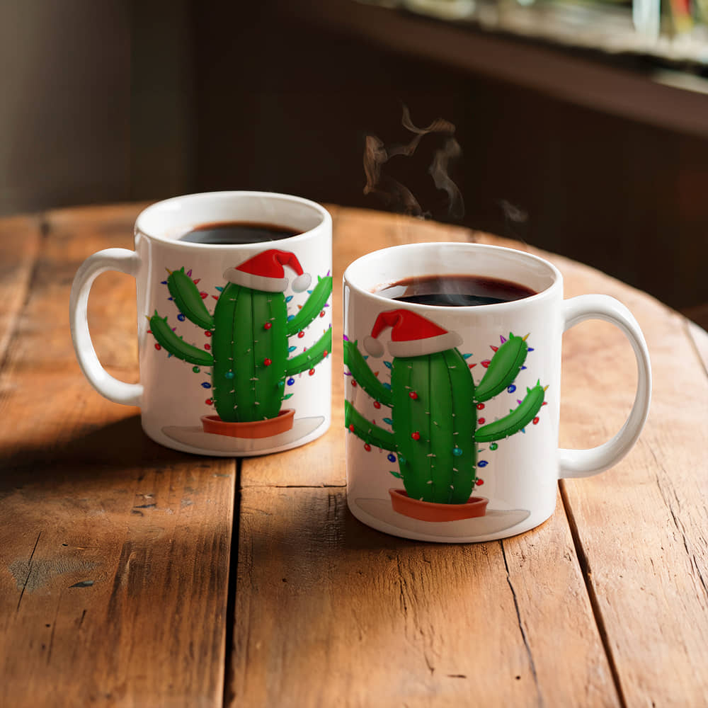 Cactus White Ceramic Mug