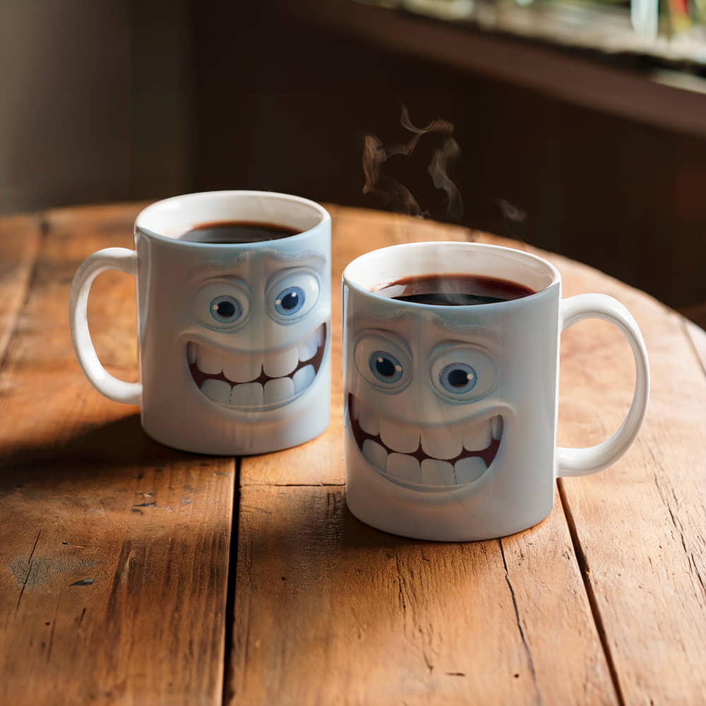 Funny face coffee White Ceramic Mug