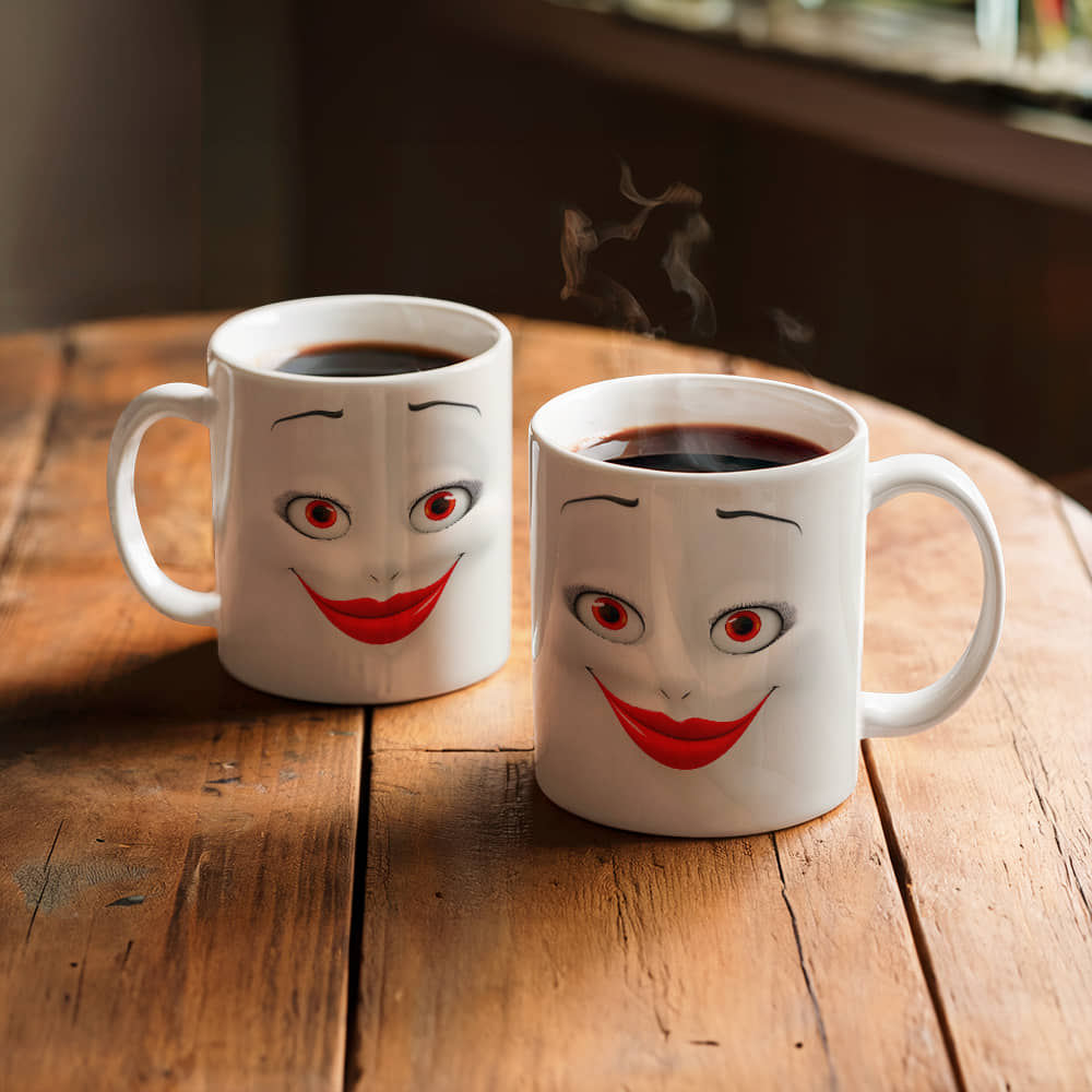 Women face 3D White Ceramic Mug