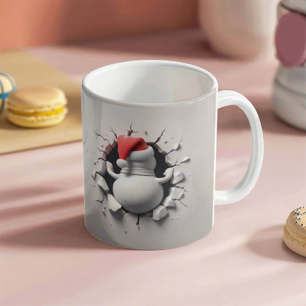 Snow man 3D White Ceramic Mug