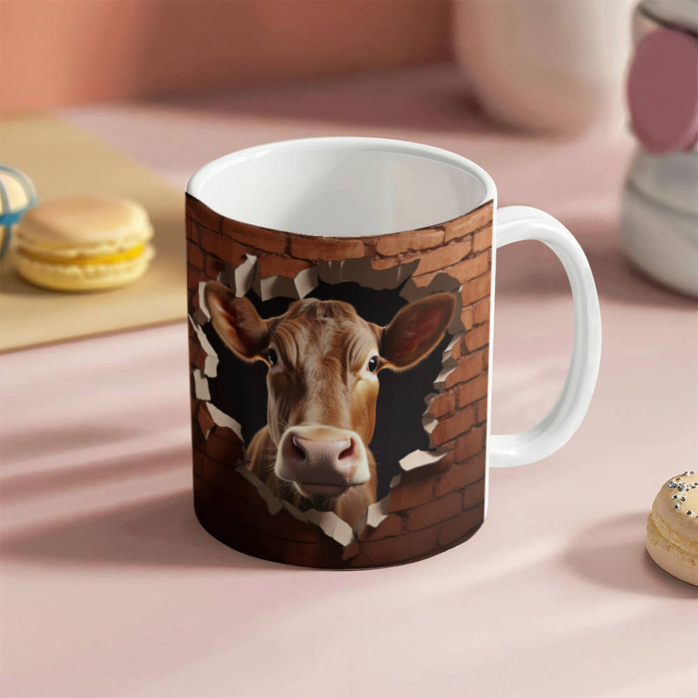 Brick Walls Funny Cow  Ceramic Mug