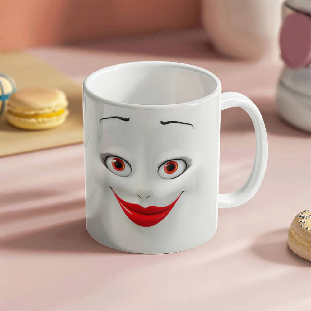 Women face 3D White Ceramic Mug