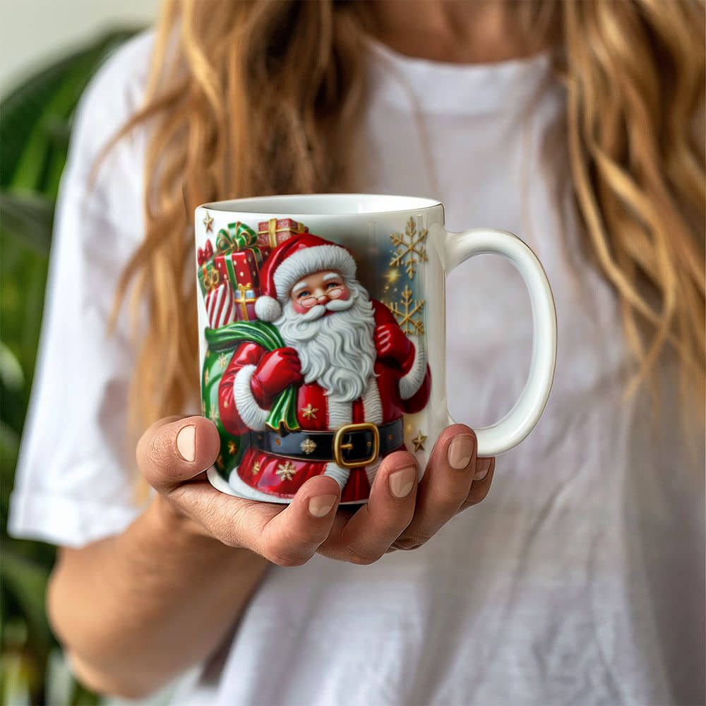 Santa Christmas White Ceramic Mug