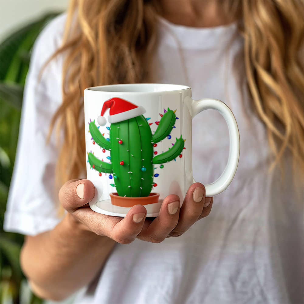 Cactus White Ceramic Mug