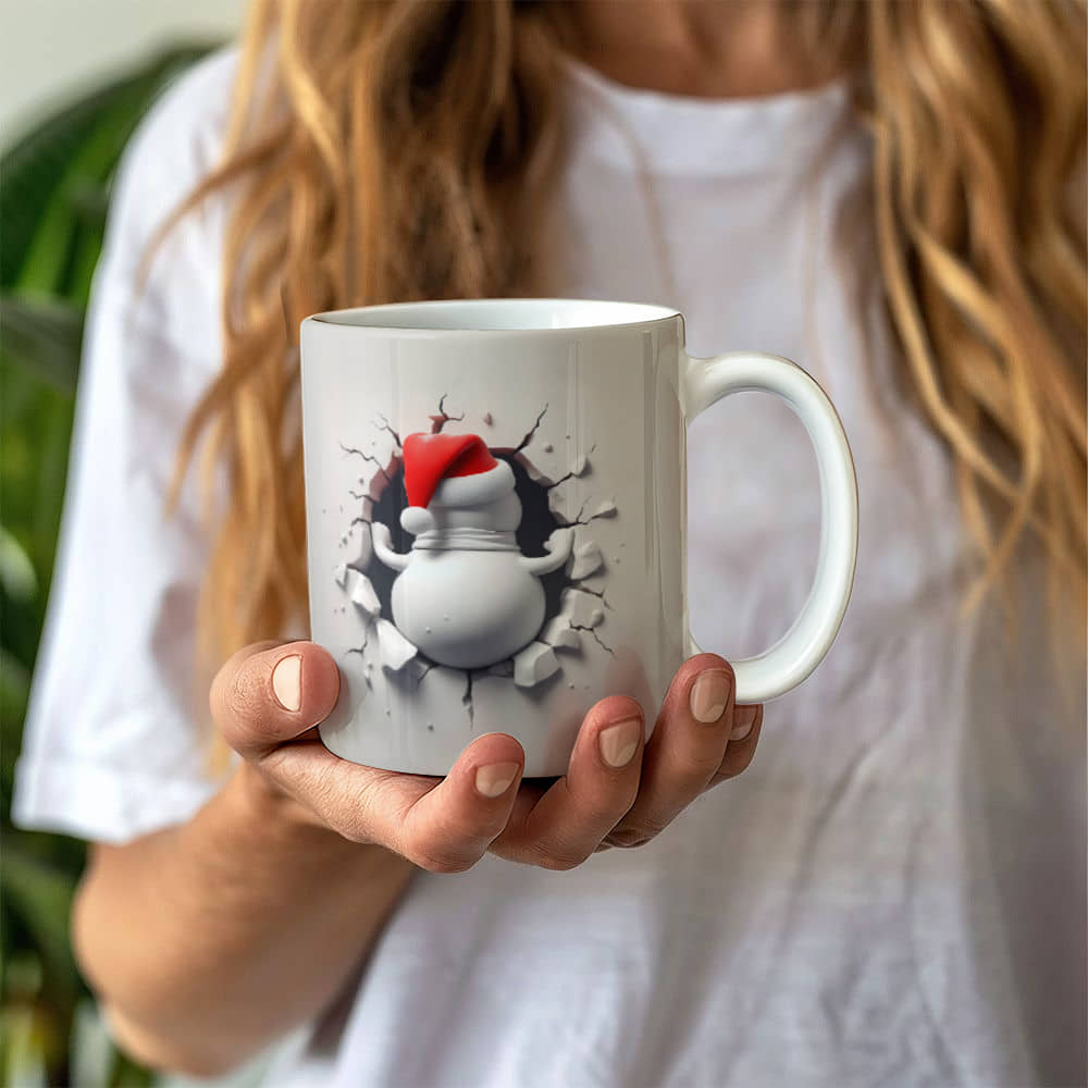 Snow man 3D White Ceramic Mug