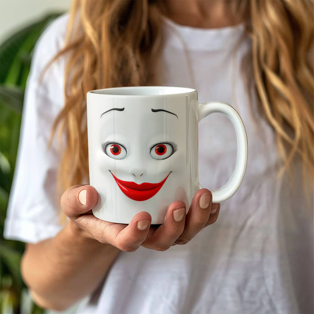 Women face 3D White Ceramic Mug