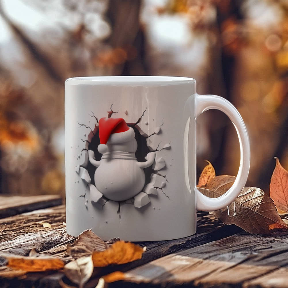 Snow man 3D White Ceramic Mug