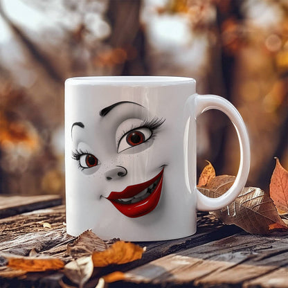 Women face 3D White Ceramic Mug