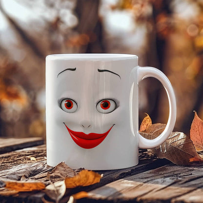 Women face 3D White Ceramic Mug