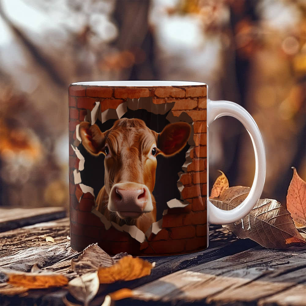 Brick Walls Funny Cow  Ceramic Mug