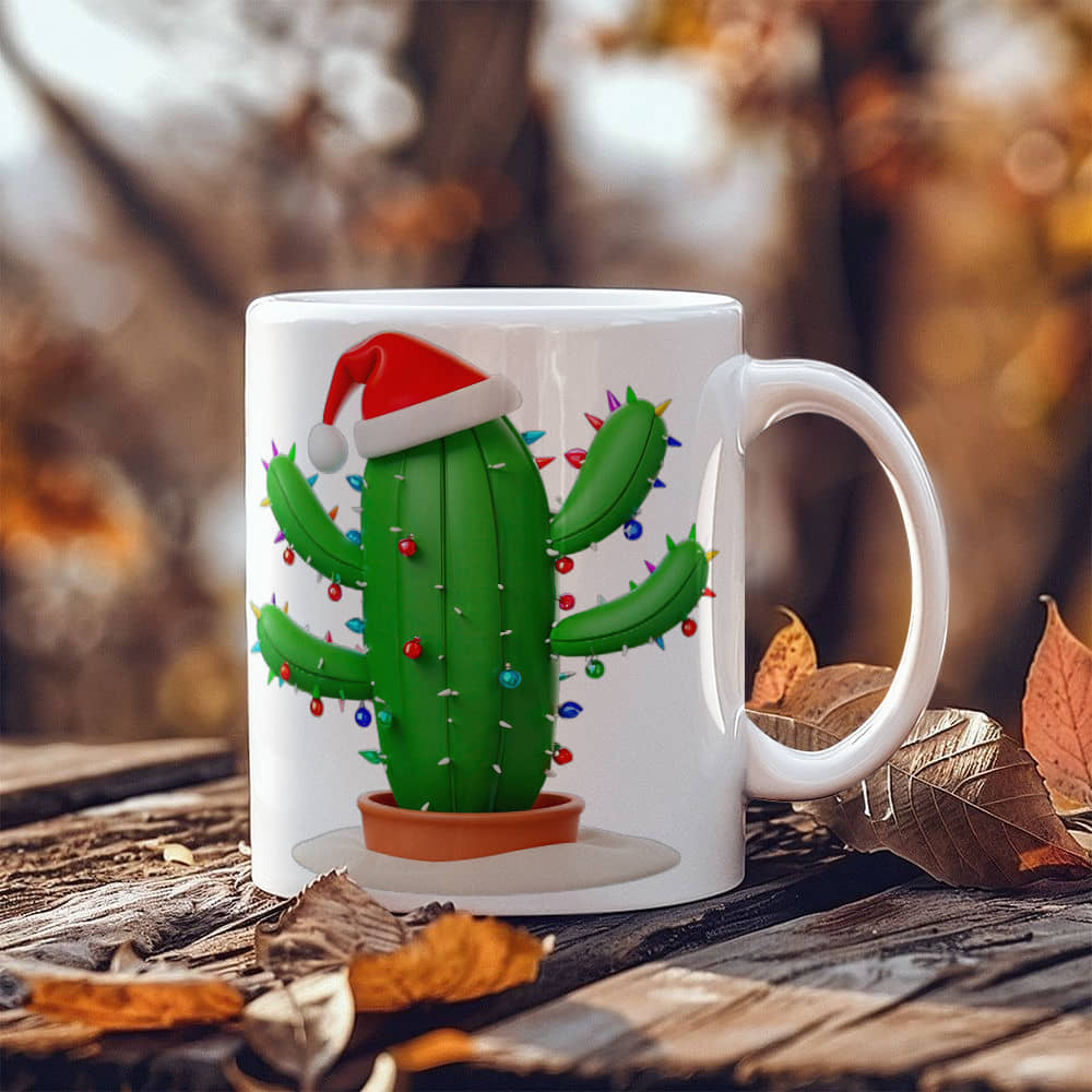 Cactus White Ceramic Mug