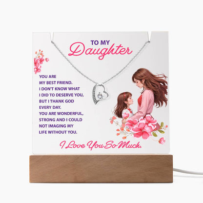 To My Daughter   Keepsake Acrylic & Forever Love Necklace