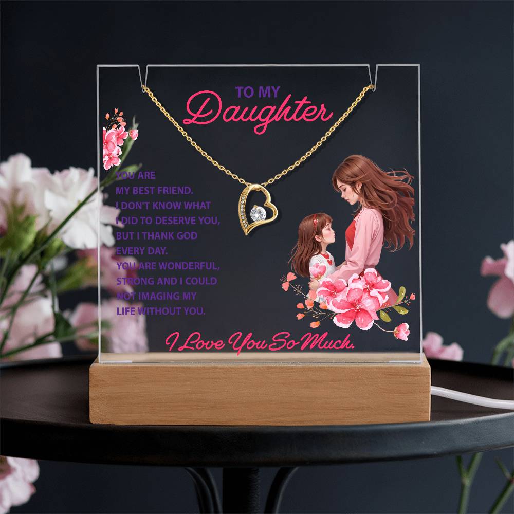 To My Daughter   Keepsake Acrylic & Forever Love Necklace