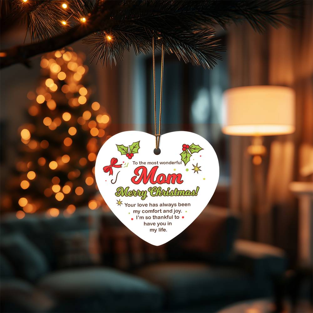 Mom High Gloss Heart Ornament