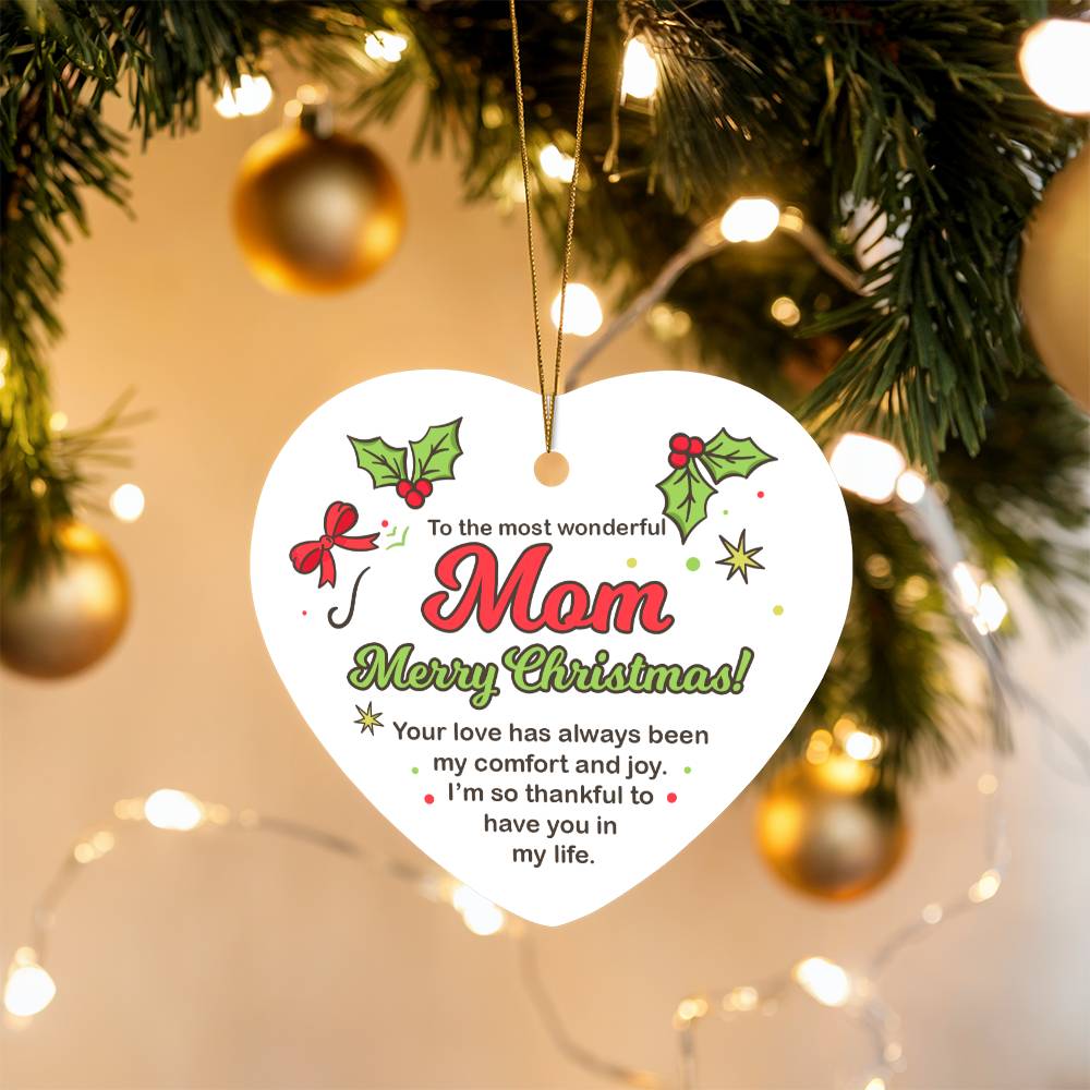 Mom High Gloss Heart Ornament