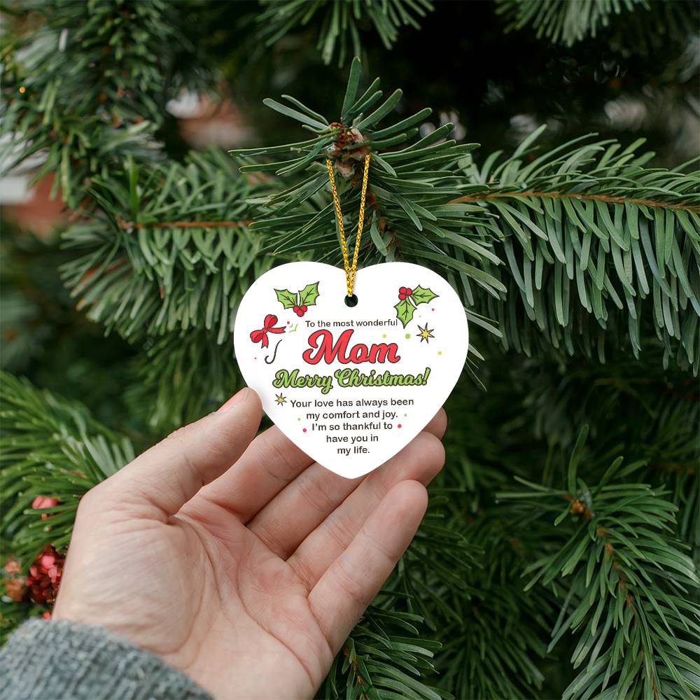 Mom High Gloss Heart Ornament