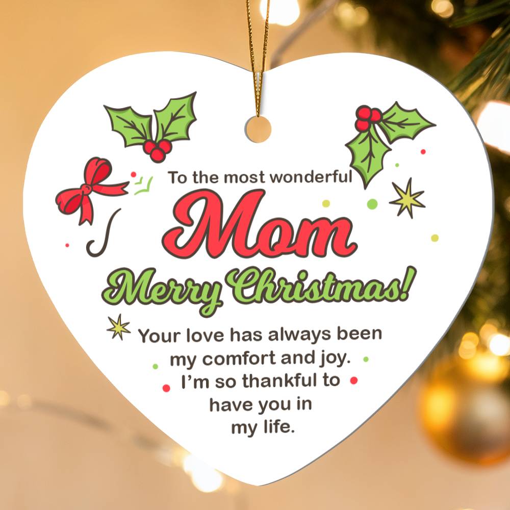 Mom High Gloss Heart Ornament