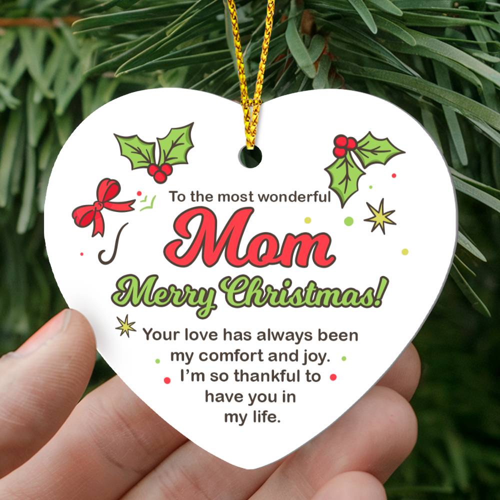 Mom High Gloss Heart Ornament