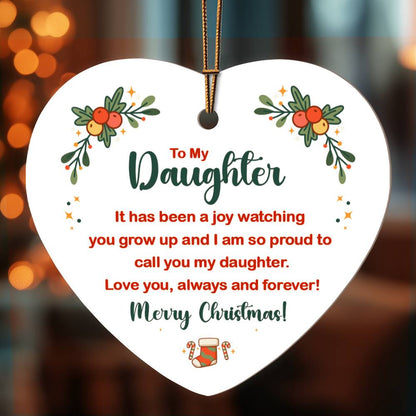 T o my daughter High Gloss Heart Ornament