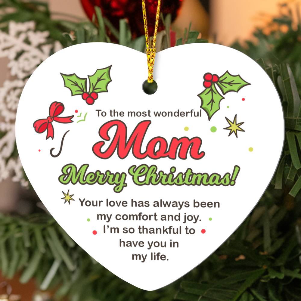 Mom High Gloss Heart Ornament